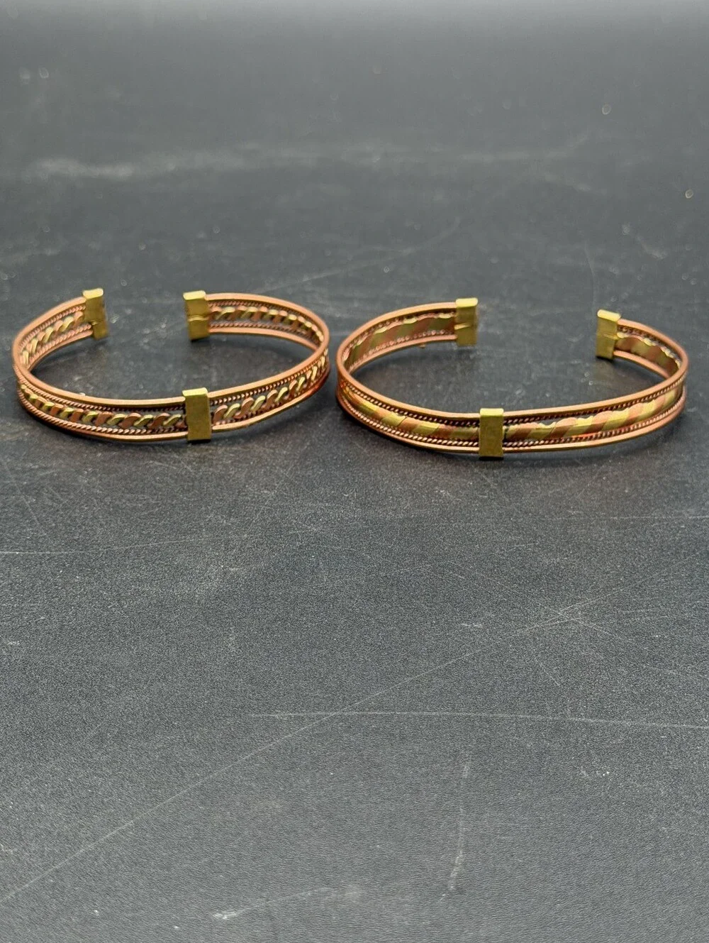 Gold-Tone Braided Copper Cuff Bracelets - Set of 2
